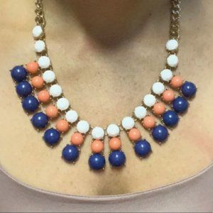 Bubble Necklace. Purple, orange and white beading. And matching purple earrings